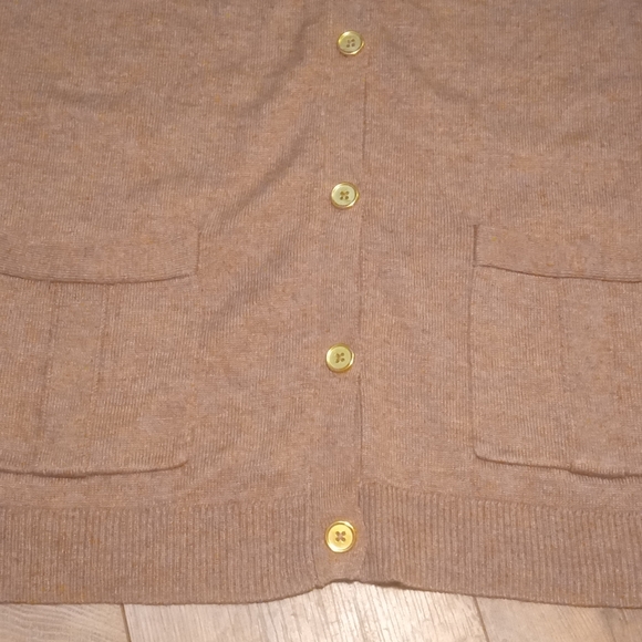 Lady Hathaway Tan Button Up Wool Blend V-Neck Cardigan Sweater XL/TG - Picture 2 of 5